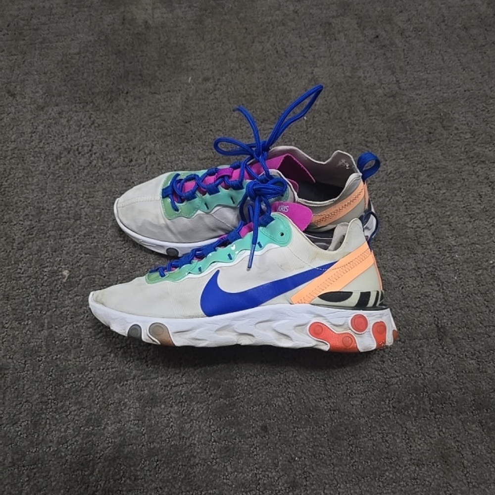 Nike React 55 Sneakers with Blue and Orange Highlights